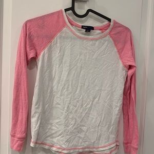 GAP kids pink and white long sleeve t shirt